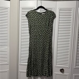 LOFT Green Midi Dress with abstract pattern